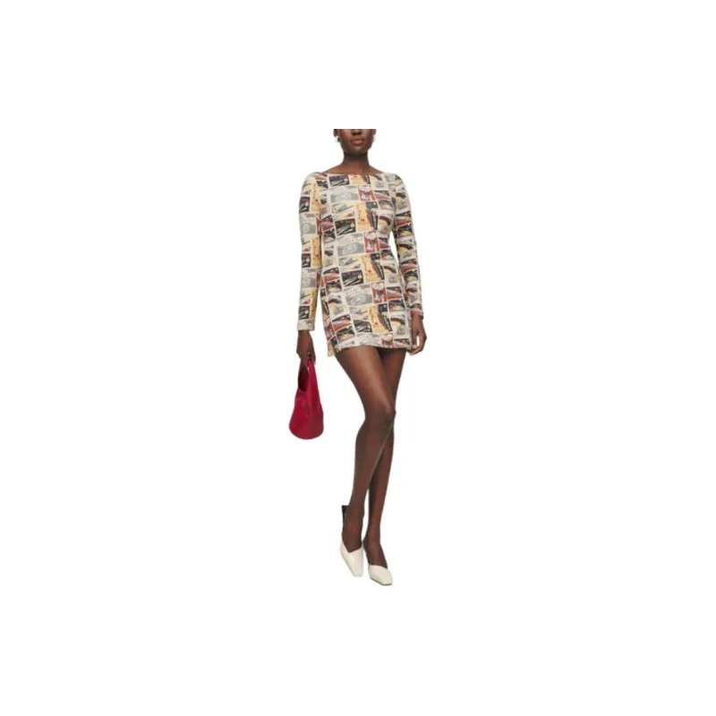 REFORMATION Jaelynn Knit Dress Long-Sleeved Dresses Women's Multicolor-1