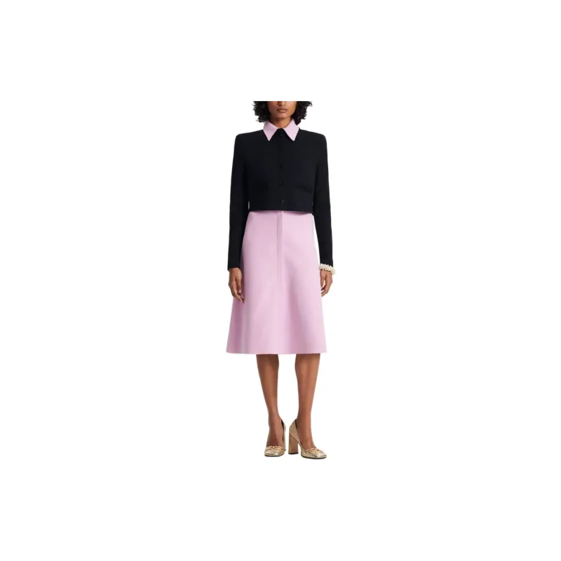 SCANLAN THEODORE Crepe Knit Daisy Crop Jacket Jackets Coats Women's Black-1