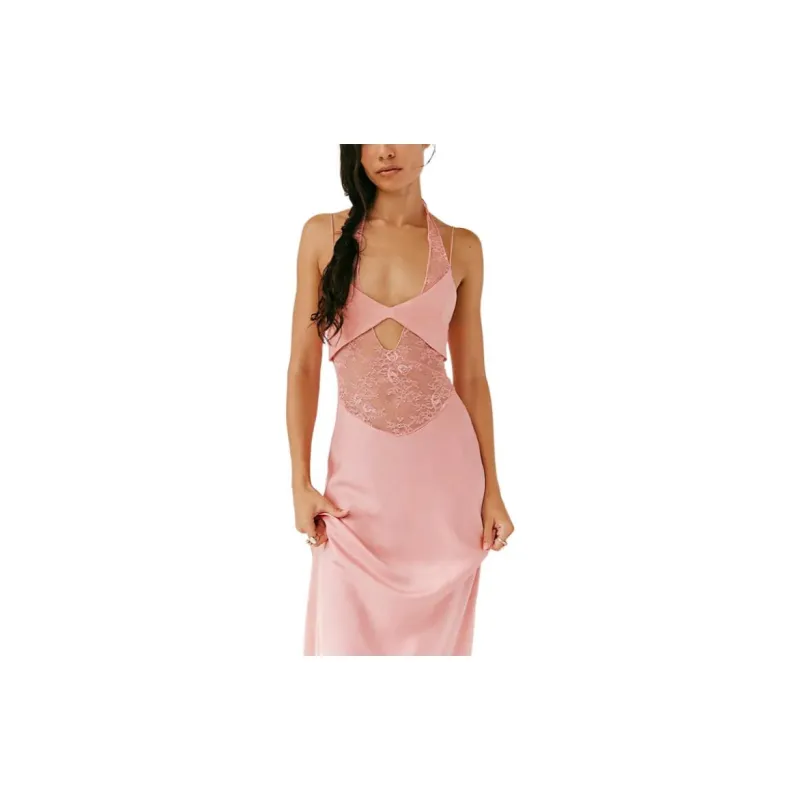 BEC+BRIDGE Liv Halter Maxi Dress Slip Dresses Women's Pink Sherbet-2