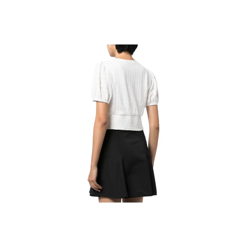 B+AB Ruched Lace-up Blouse-1
