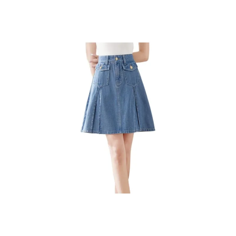 Mo Han Yi Mei Denim Short Skirts Women's Blue-1