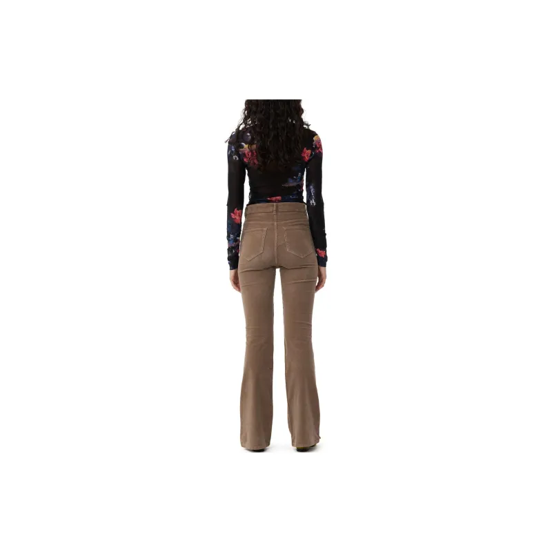 GANNI Washed Corduroy Iry Trousers Jeans Women's Brown-3