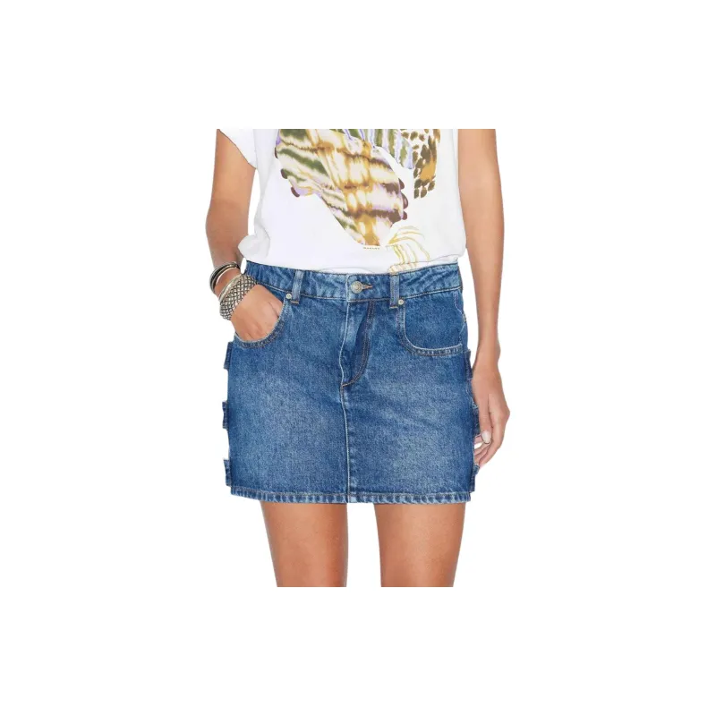 ISABEL MARANT ETOILE Stessy Logo Patch Denim Skirt-3
