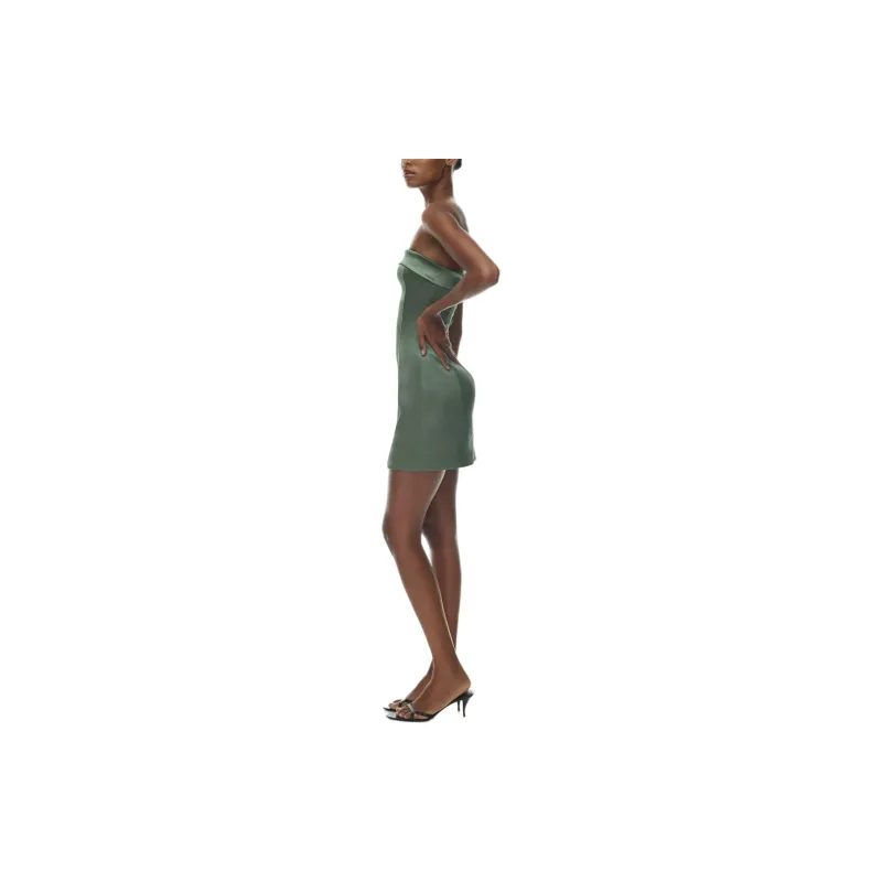 ARITZIA Ten Shimmer Satin Tube Dress Sleeveless Dress Women's Gallery Green/Green Gallery-4