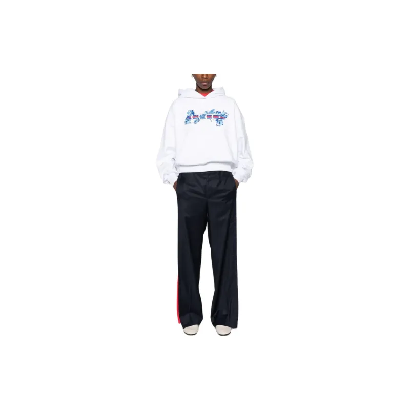 GUCCI Drop Shoulder Logo Printed Hoodie-2