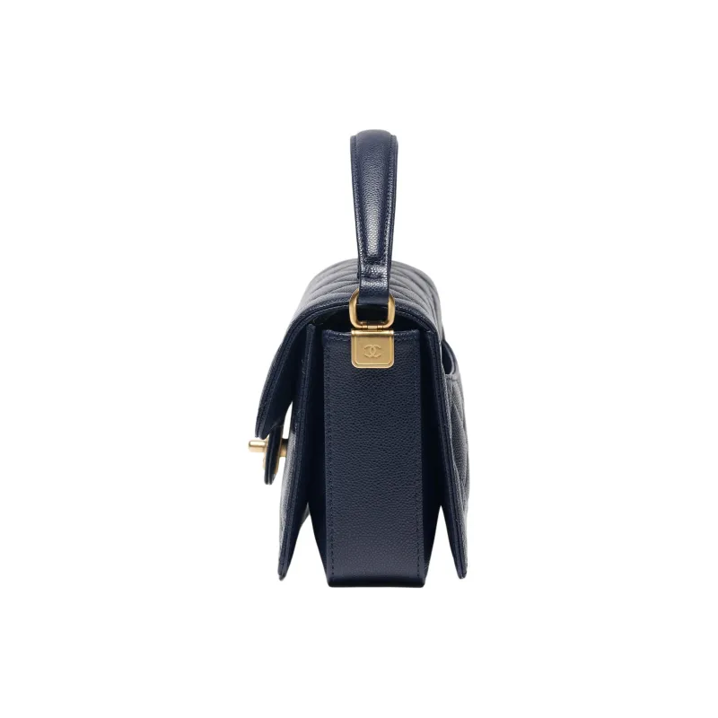 CHANEL Caviar Cow Leather Flap Bag, Shoulder Bag, Crossbody Bag, Handbag Mini Women's Marine Blue-2