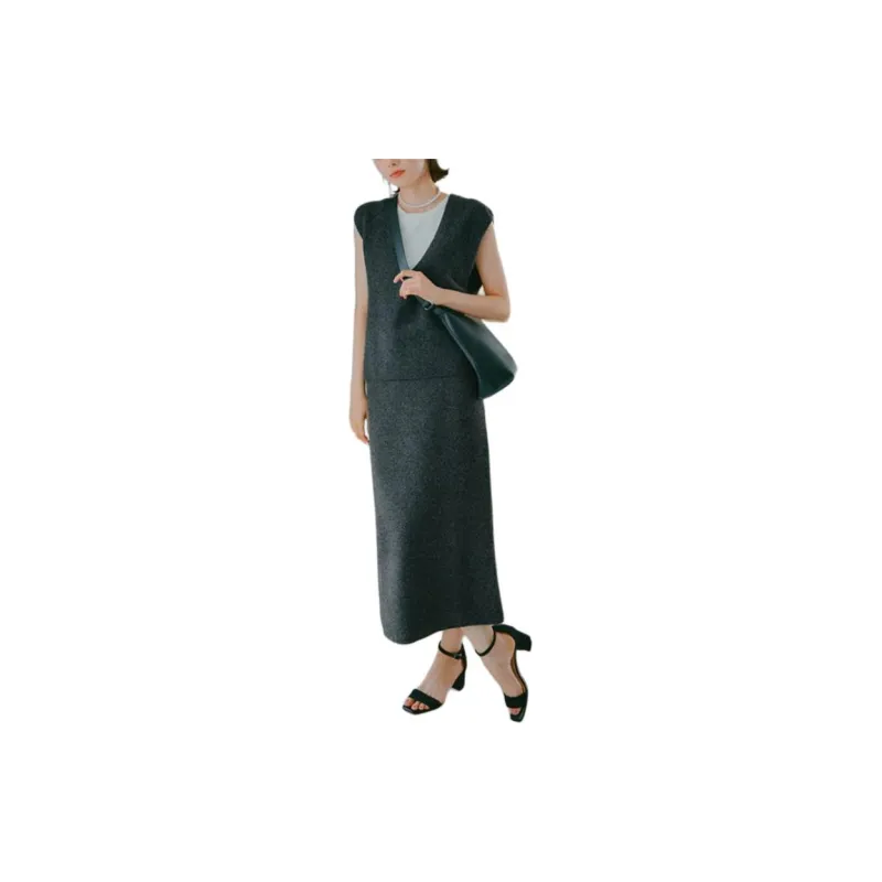 UNIQLO Knit Long Skirts Women's Dark Gray-4