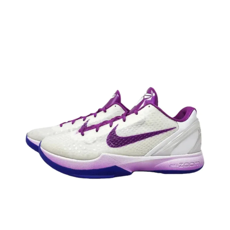 Nike Zoom Kobe 6 Protro PE Durable Breathable Low Top Basketball Shoes Men's White Purple-1