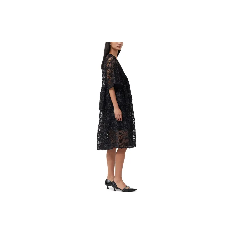 GANNI V Neck Ruffled Dress-5