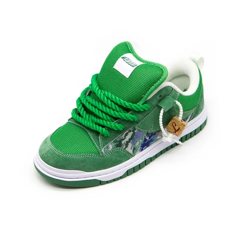 YIBONI Coverage Slip Resistant And Abrasion Resistant Low Top Skateboard Shoes Unisex Green-1