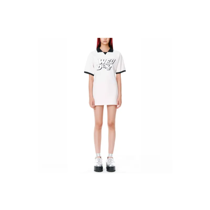 WE11DONE Short Sleeved Dresses Women's White-3