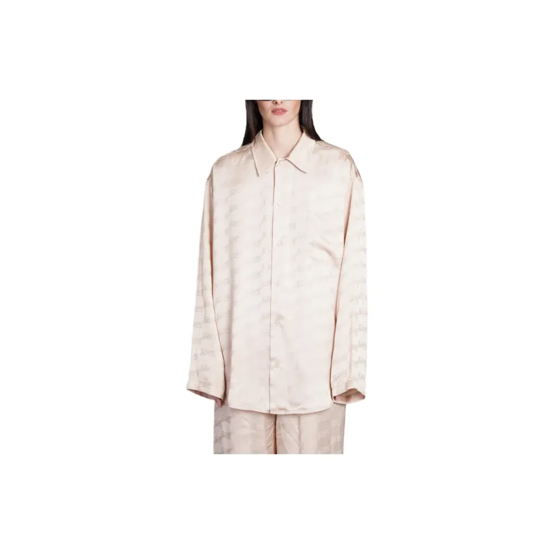 Balenciaga Logo Monogram Collared Long-Sleeve Shirt-2