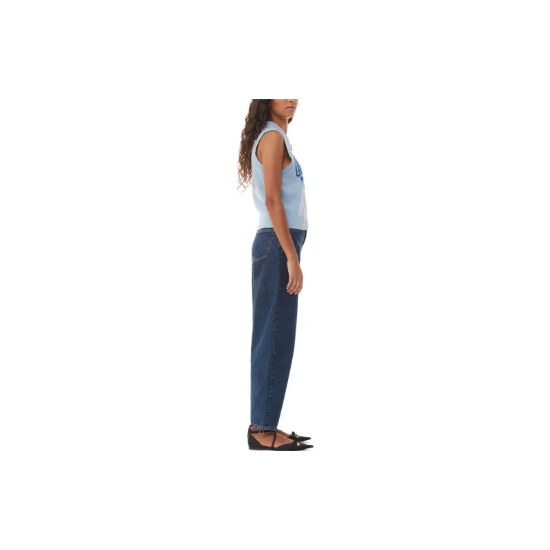 GANNI Re-Cut Blue Graphic Vest Tank Tops Women's Blue-4