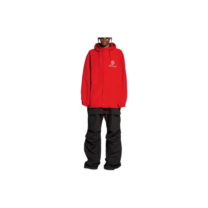 Balenciaga Jackets Coats Loose Fit Style Women's Red-2