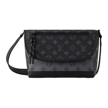 LOUIS VUITTON Coated Canvas Shoulder Bag Crossbody Bag Small Size Men's Black