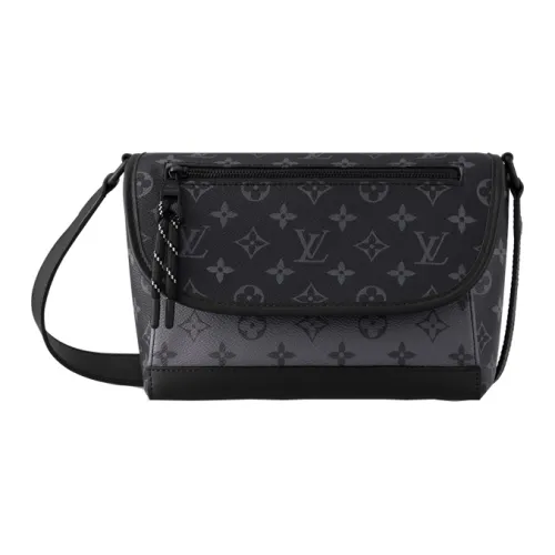 LOUIS VUITTON Coated Canvas Shoulder Bag Crossbody Bag Small Size Men's Black