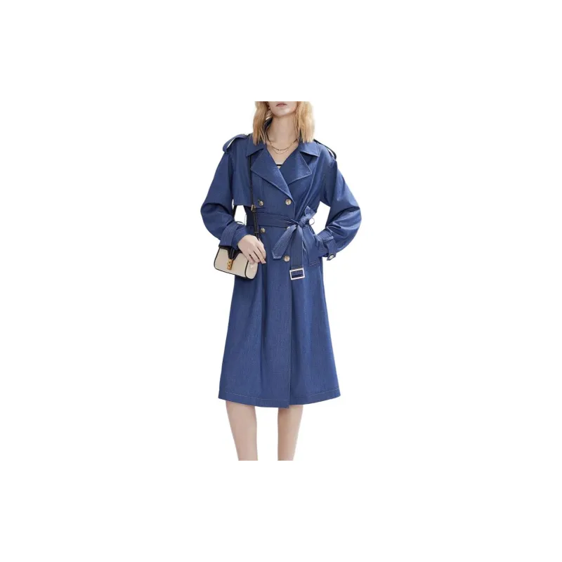 DKNY SS24 Trench Coat Women's Medium Denim Blue-1