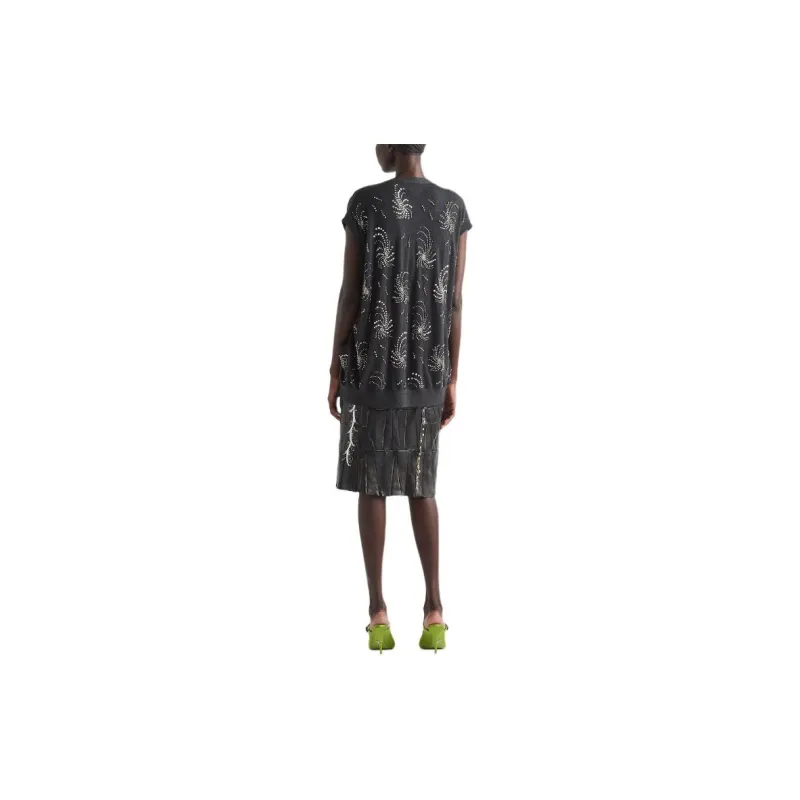 PRADA Patchwork Leather Midi Dress-2