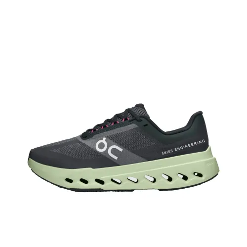 On Cloudsurfer Running Shoes Women's Low-Top Black | Lima Bean Green