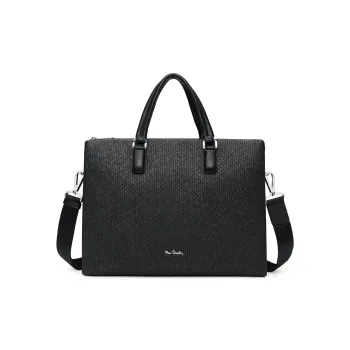 PIERRE CARDIN Cow Leather Briefcases Handbags Regular Men's Black