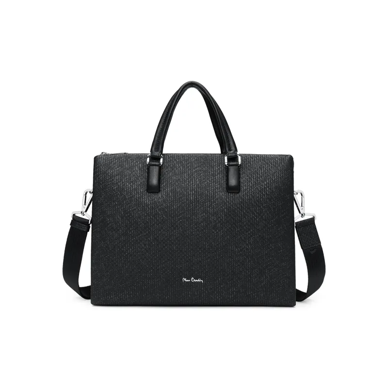 PIERRE CARDIN Cow Leather Briefcases Handbags Regular Men's Black-0
