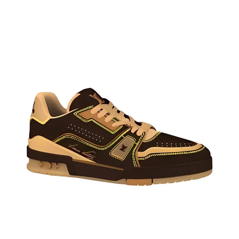 LOUIS VUITTON Trainer Low Top Skateboard Shoes Men's Dark Umber-1