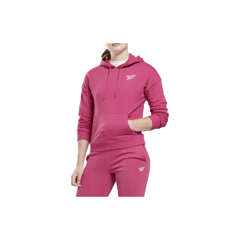 Reebok Identity Small Logo French Terry Hoodie Sweatshirt Women's Pink-1