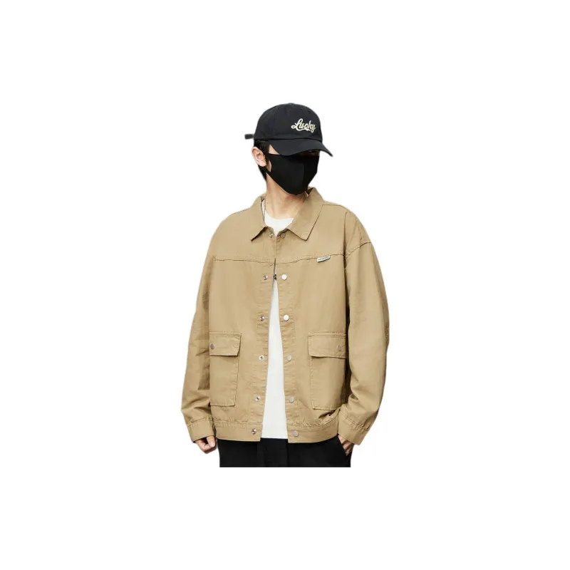 Tonlion Denim Jackets Unisex Khaki-0