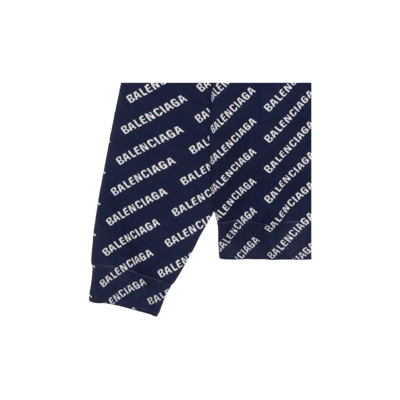 Balenciaga Allover Logo Printed Crewneck Knit Jumper-3
