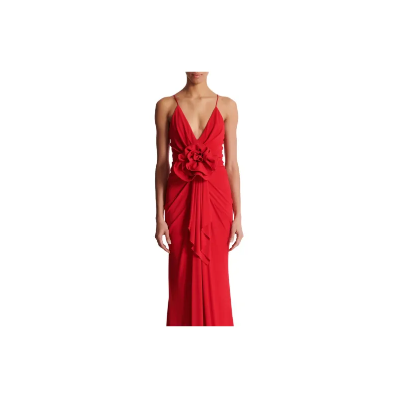 BALMAIN Floral appliqué Pleated Gown-2