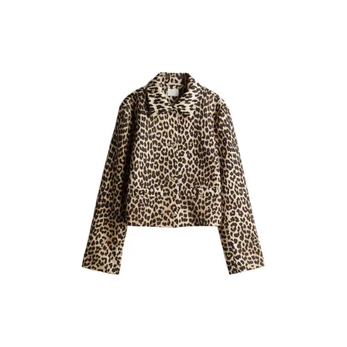 H&M Jackets Women's Beige/Leopard