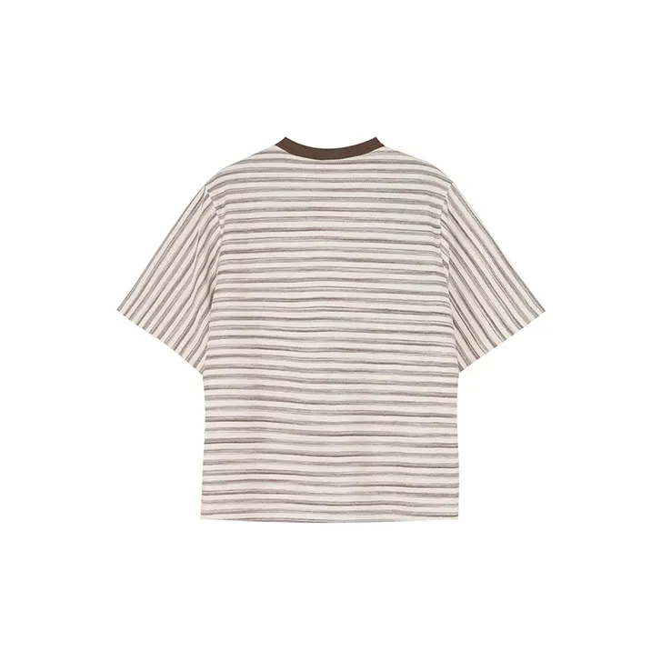 ROARINGWILD Trim Knitted Fabric Short Sleeved T Shirts Unisex-1