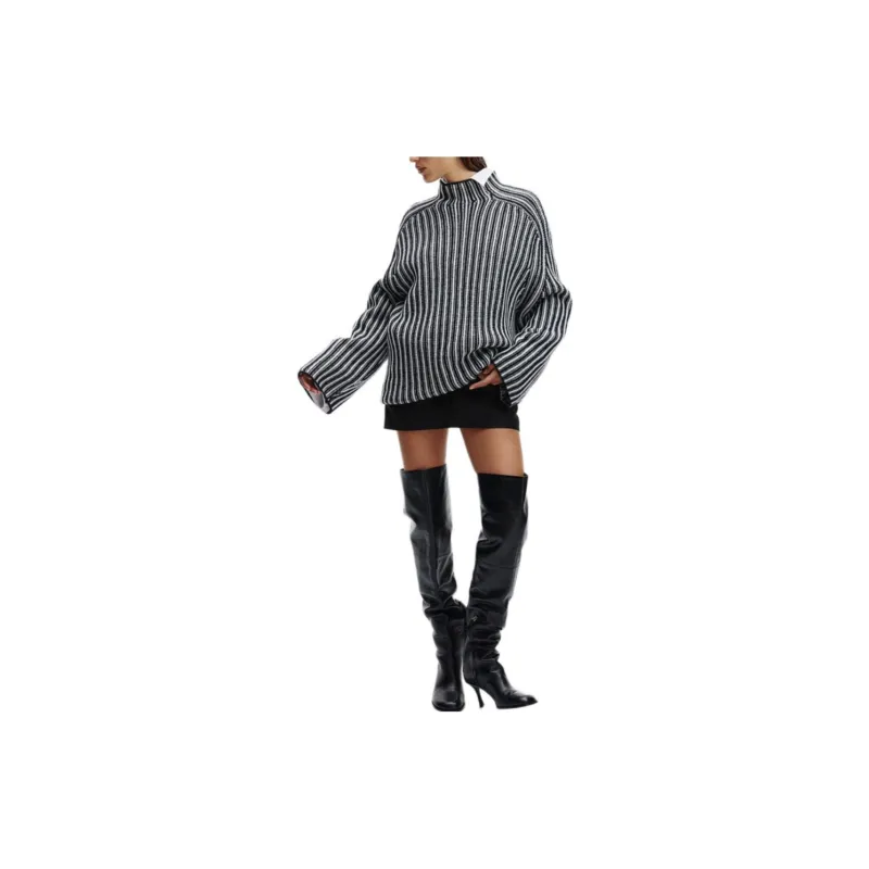 H&M Sweater Women's Black Stripes-2
