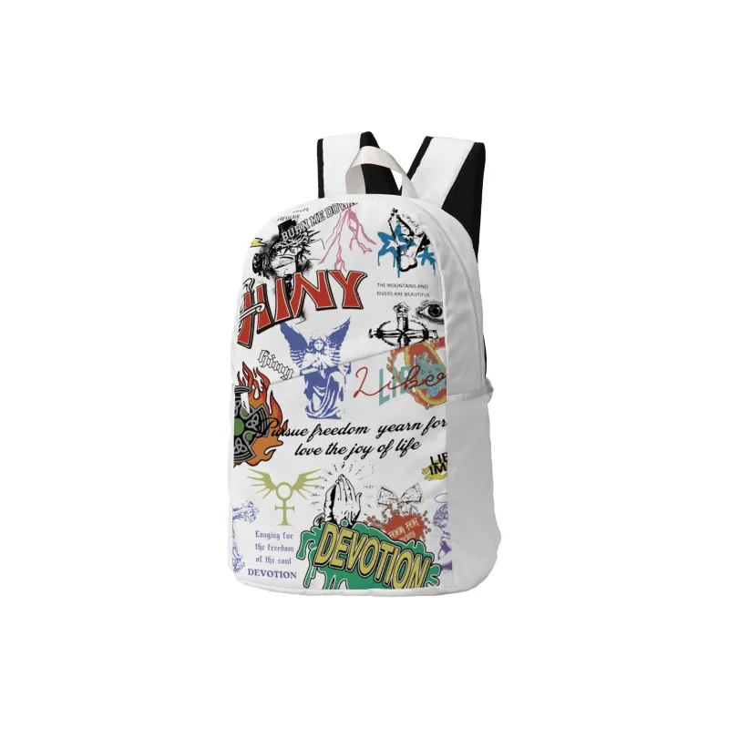 HINY Polyester Student Backpack Regular Unisex White-1