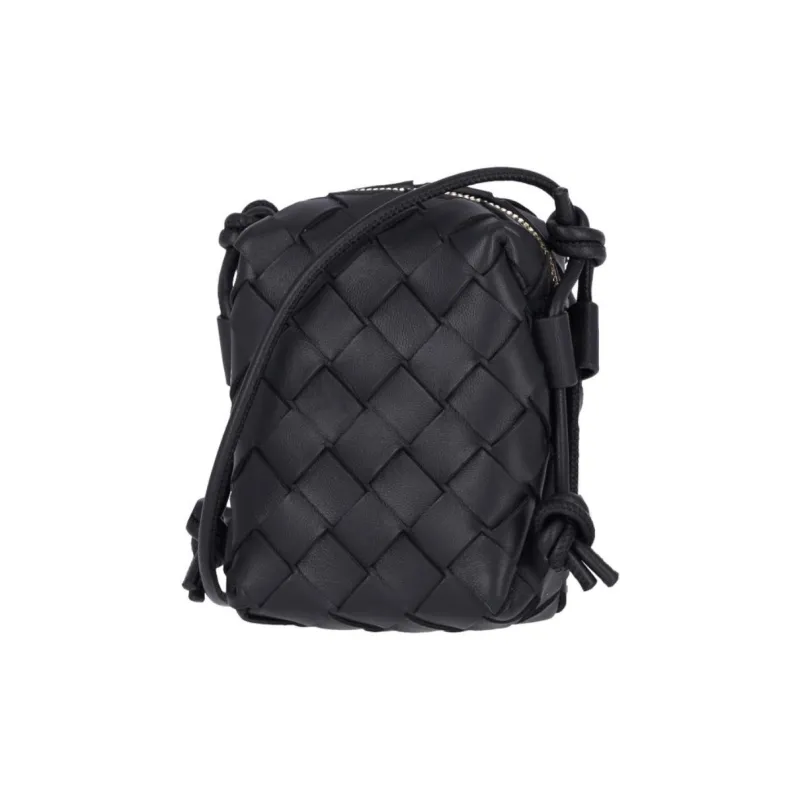 Bottega Veneta Lambskin Crossbody Bag, Shoulder Bag Mini Women's Black-1