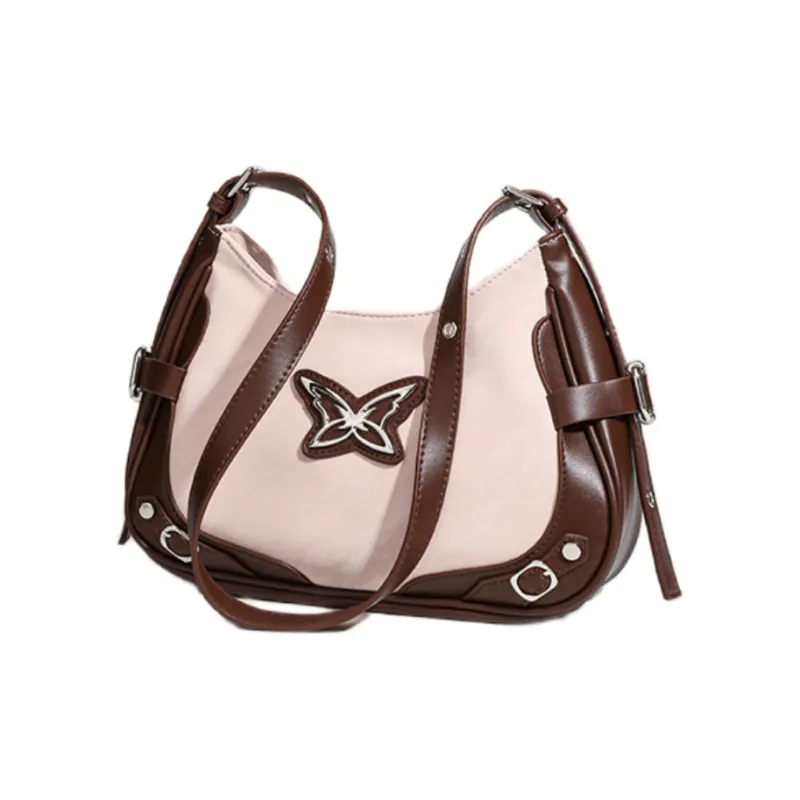 NOMK PU Shoulder Bag, Portable Crossbody Bag Women's Pink/Light Blue/Beige Apricot-3