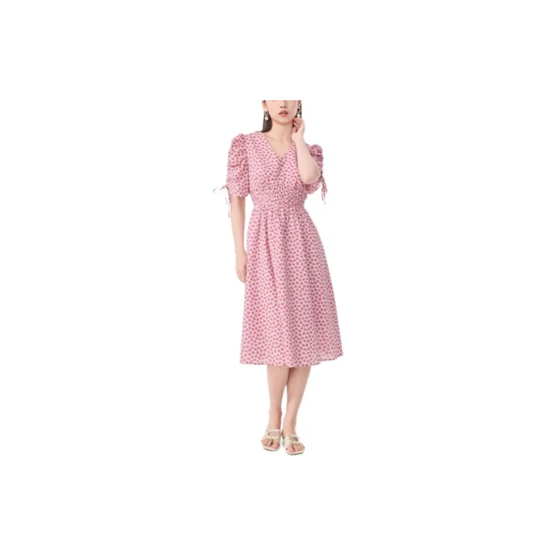 EICHITOO Short Sleeved Dresses Women's Pink Pattern-1