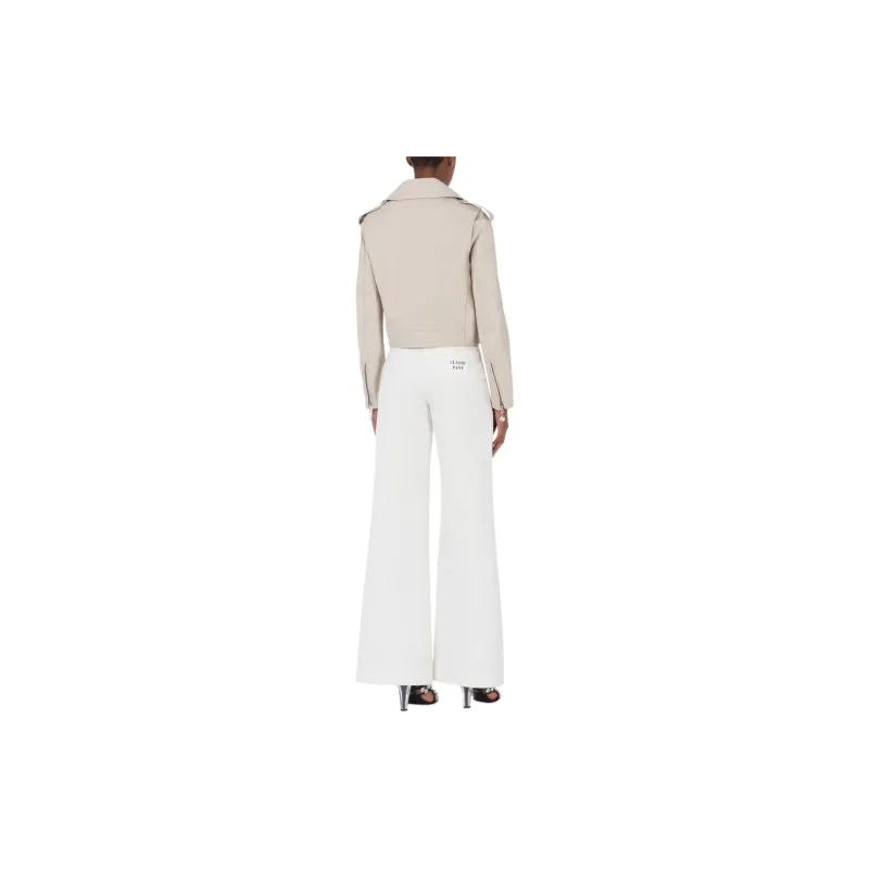 MOSCHINO Jewels Nappa Leather Biker Jackets Coats Women's White-2