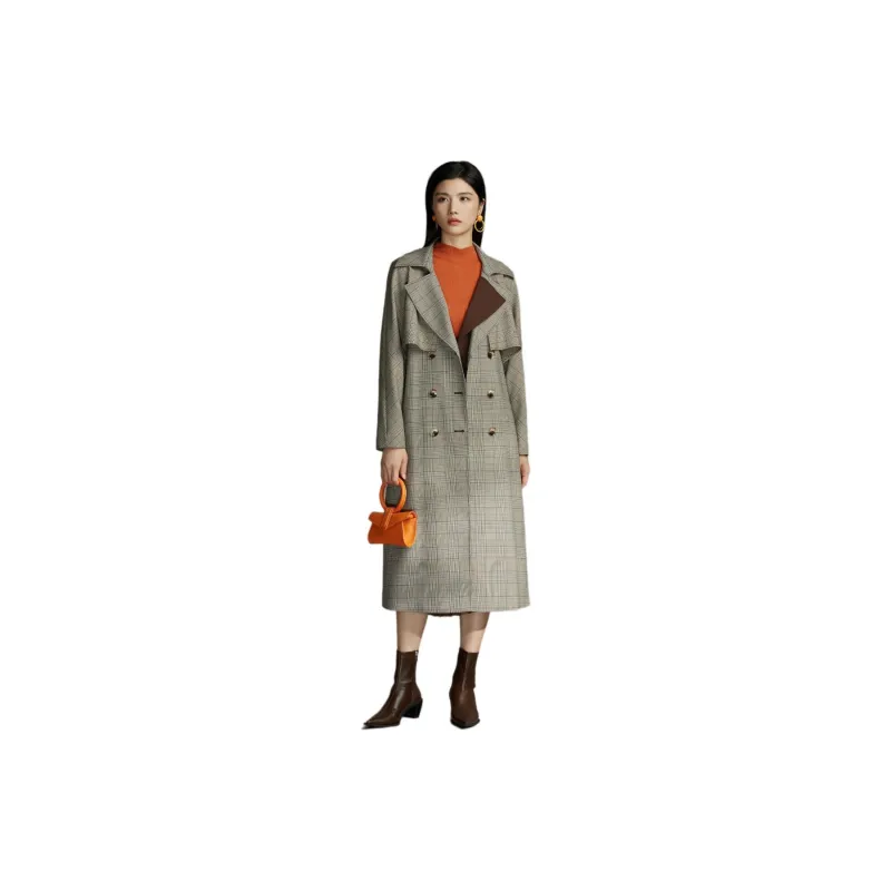 BBLLUUEE Trench Coat Women's Light Brown-1