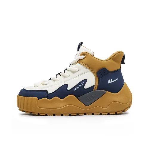 Warrior Anti Slip And Wear Resistant Lightweight High Top Casual Shoes Men's Rice Brown Blue