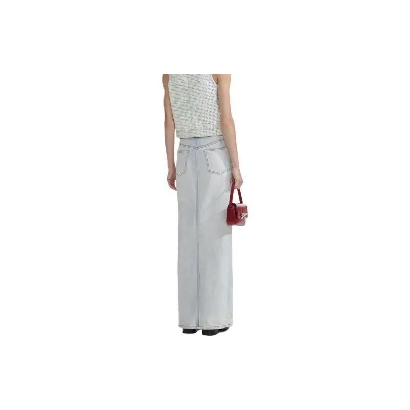 Self portrait Denim Maxi Skirt-2