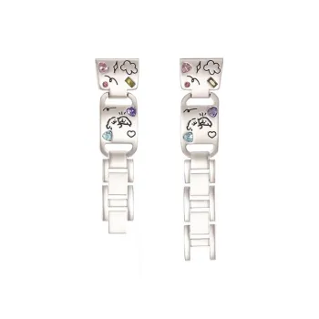 FZRT Watch Bands Dopamine Dressing Colored Rhinestone Print Puppy Metal Steel Band Unisex