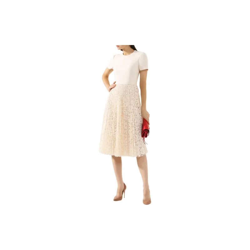 Valentino Short Sleeved Dresses Women's Beige-1