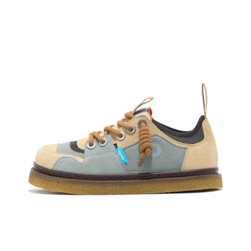 OETZI Smoke Rubber Sole Series Low Top Casual Shoes Unisex Light Gray & Apricot-0