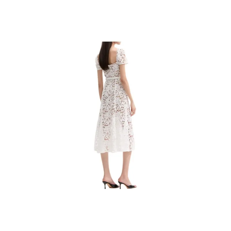 Self portrait Short Sleeved Dress Women's Pure White-2
