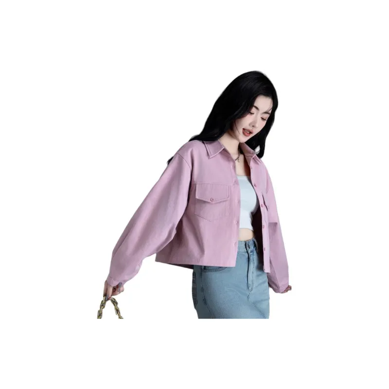 You Cow Me Pants Denim Jacket Women's Pink-8