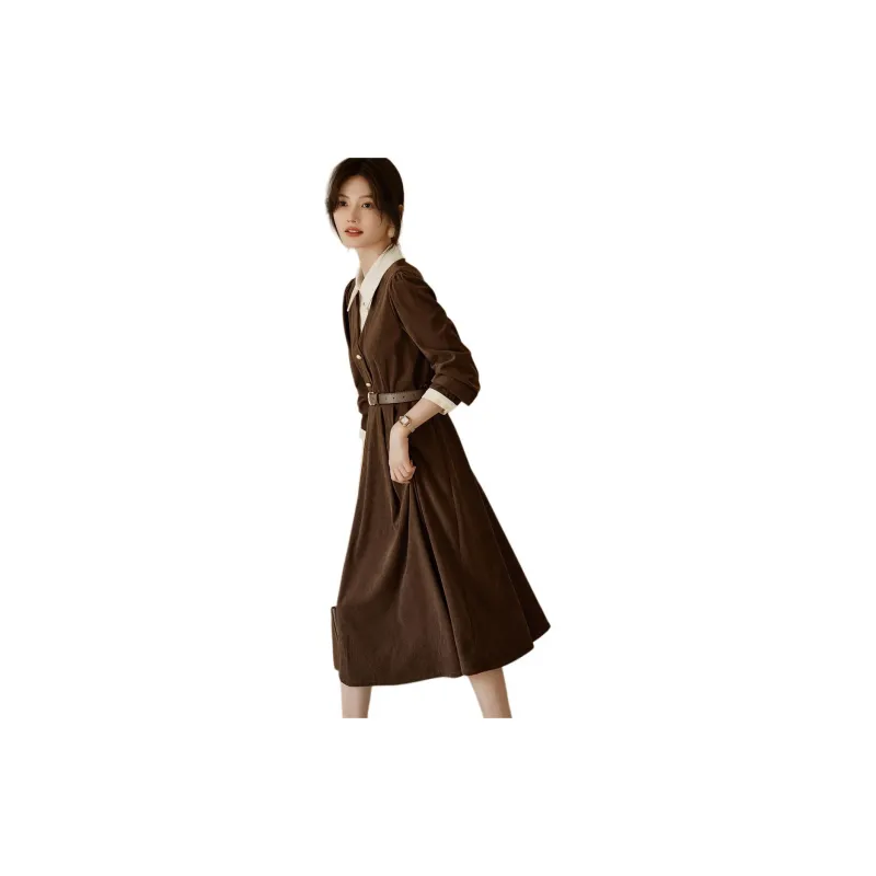 XWI Long Sleeved Dresses Women's Coffee-3