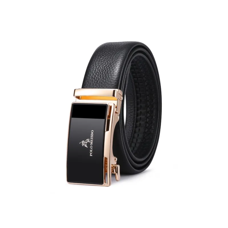 POLOMEISDO Top Grain Cow Leather Cow Leather Belt Business Casual Brand Belt Men's Gunmetal Width 3.5cm-5