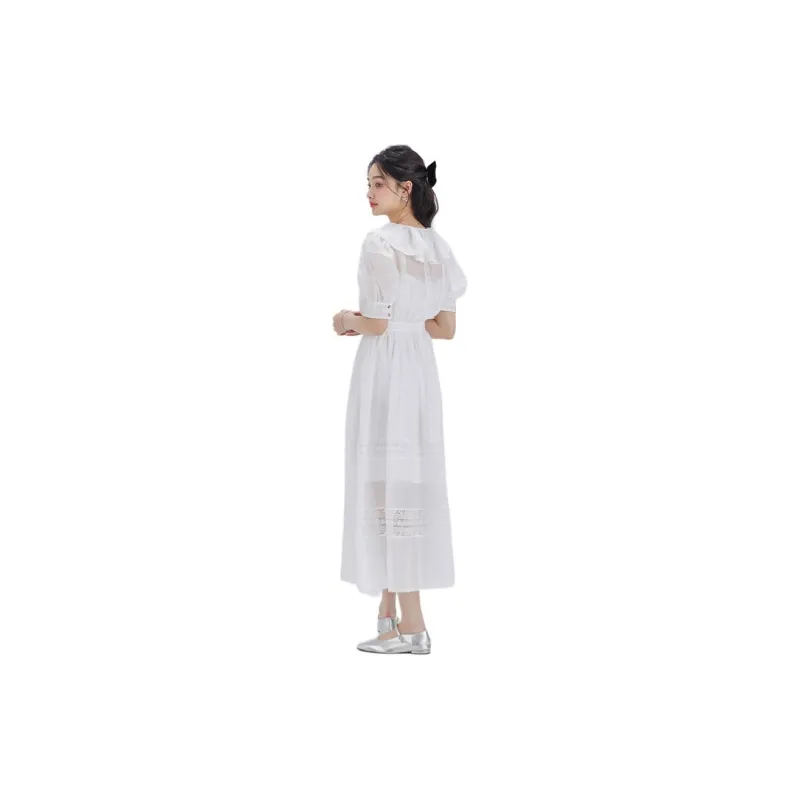 DEAR DEER PUFF Short Sleeved Dresses Women's White-1