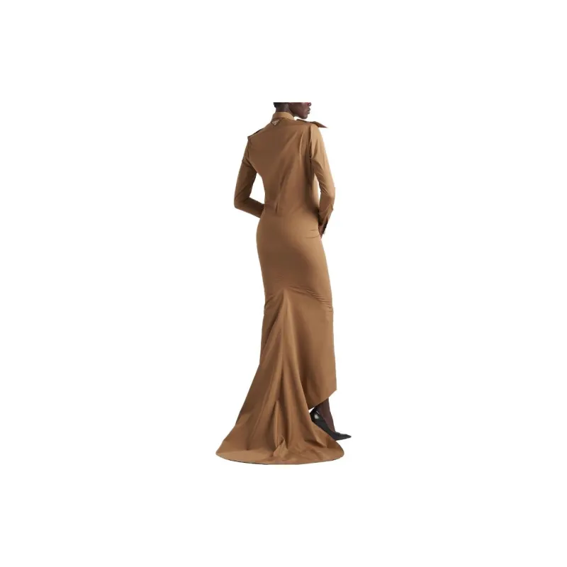 PRADA Long-Sleeved Dresses Women's Brown-2